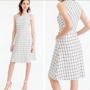 SALE: JCrew Windowpane Tweed Dress white/navy